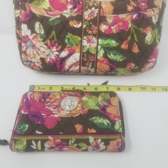 Vera Bradley English Rose Quilted Cassidy Shoulder Bag Turn Lock Wallet Set of 2 - Picture 6 of 15